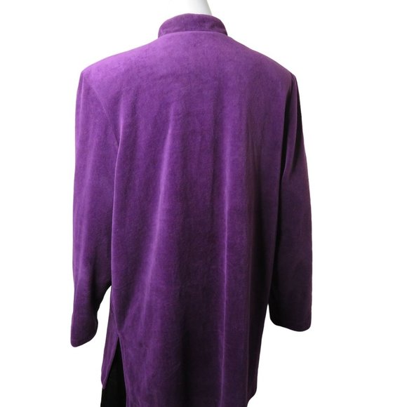 Vintage 80s Ruth Norman for Neiman Marcus Velour Guru Jacket Purple Gold Toggles - Picture 13 of 14